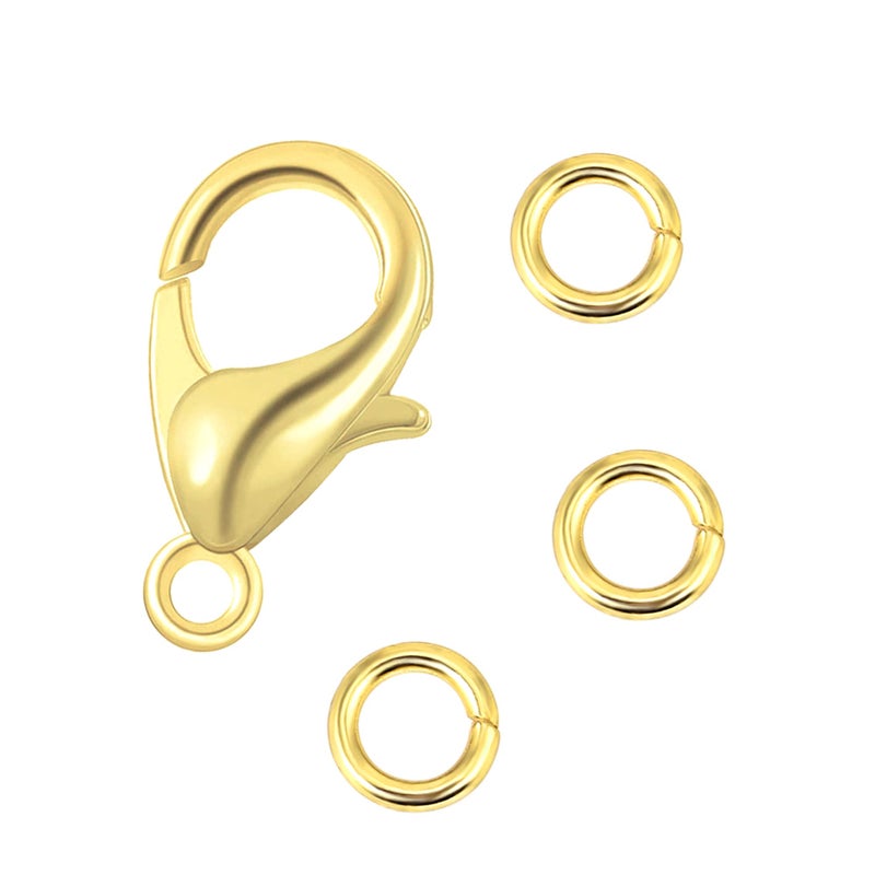 ALEXCRAFT Wholesale Pack- Gold Plated 50 PCS 9mm Small Lobster Clasps and 100 PCS 4mm Open Jump Rings for Jewelry Making & Finding - Image 1